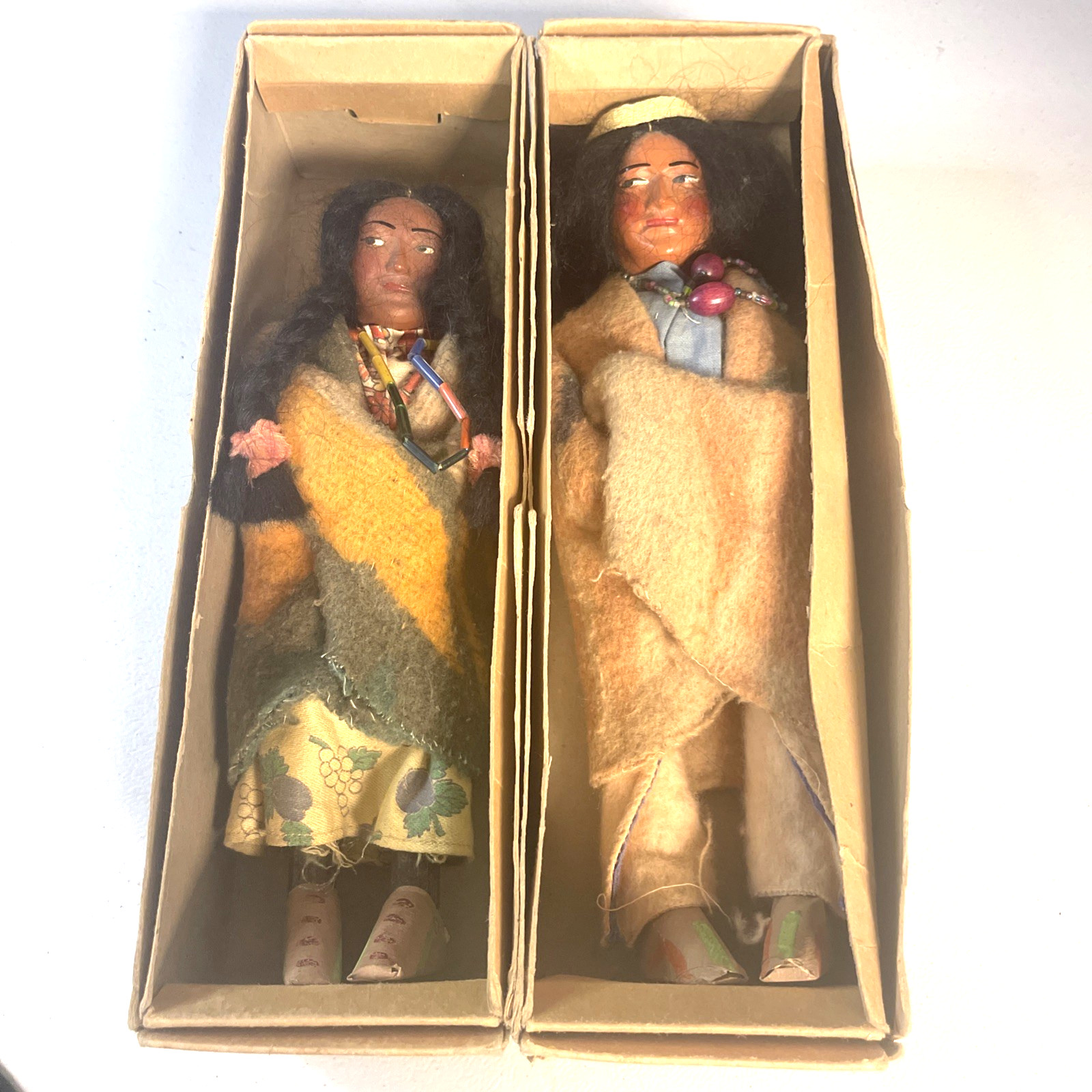 Vintage Skookum Bully Good Native American Indian Dolls w/Boxes