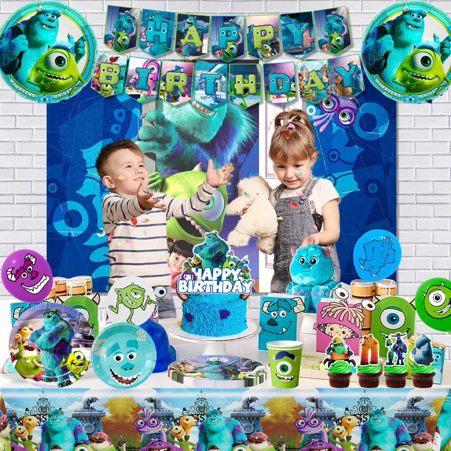 Monsters Inc University Birthday Decorations Tableware Set