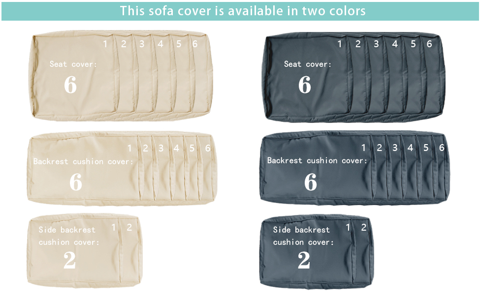 14 Pack Outdoor Patio Furniture Chair Cushion Covers Set Replacement Sofa Covers