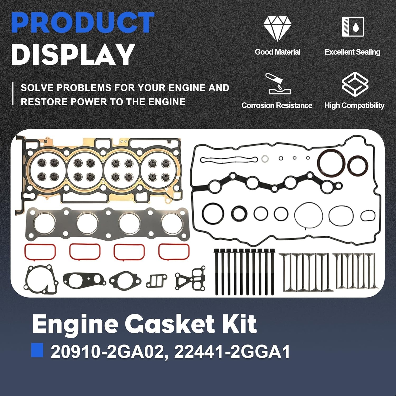 G4KJ 2.4L Engine Overhaul Rebuild Kit w/ Crankshaft Rods Timing For Hyundai KIA