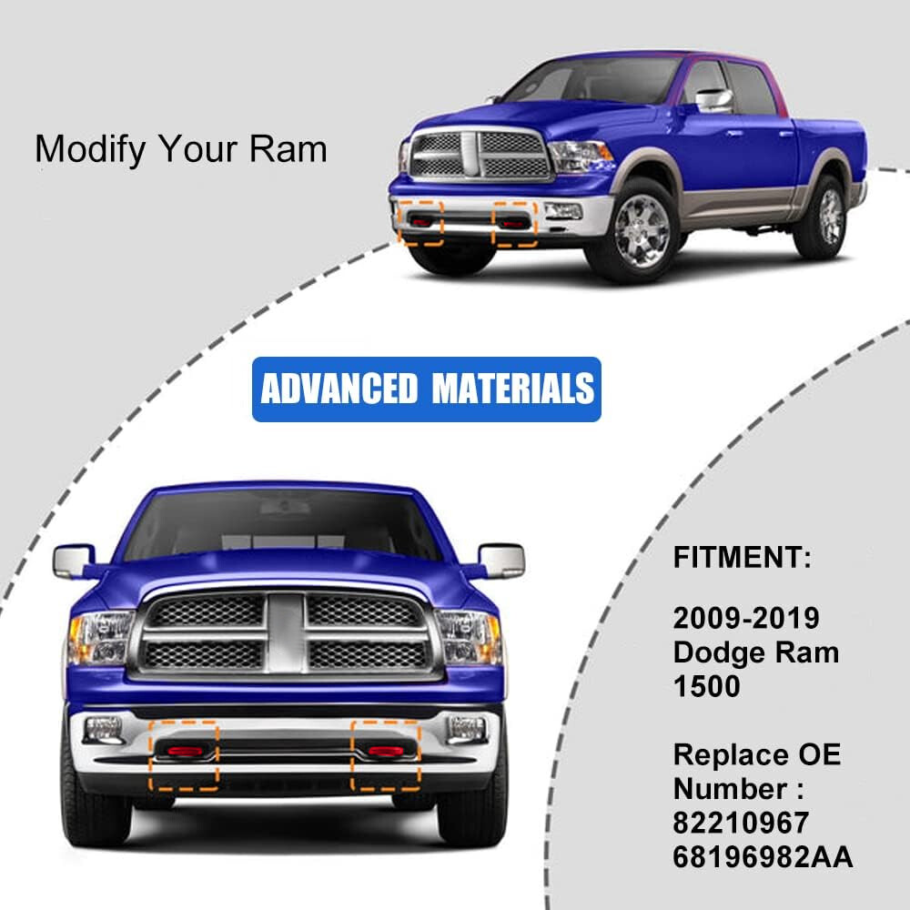 Ram Front Tow Hooks for 2009-2019 Dodge Ram 1500 82210967 68196982AA RED