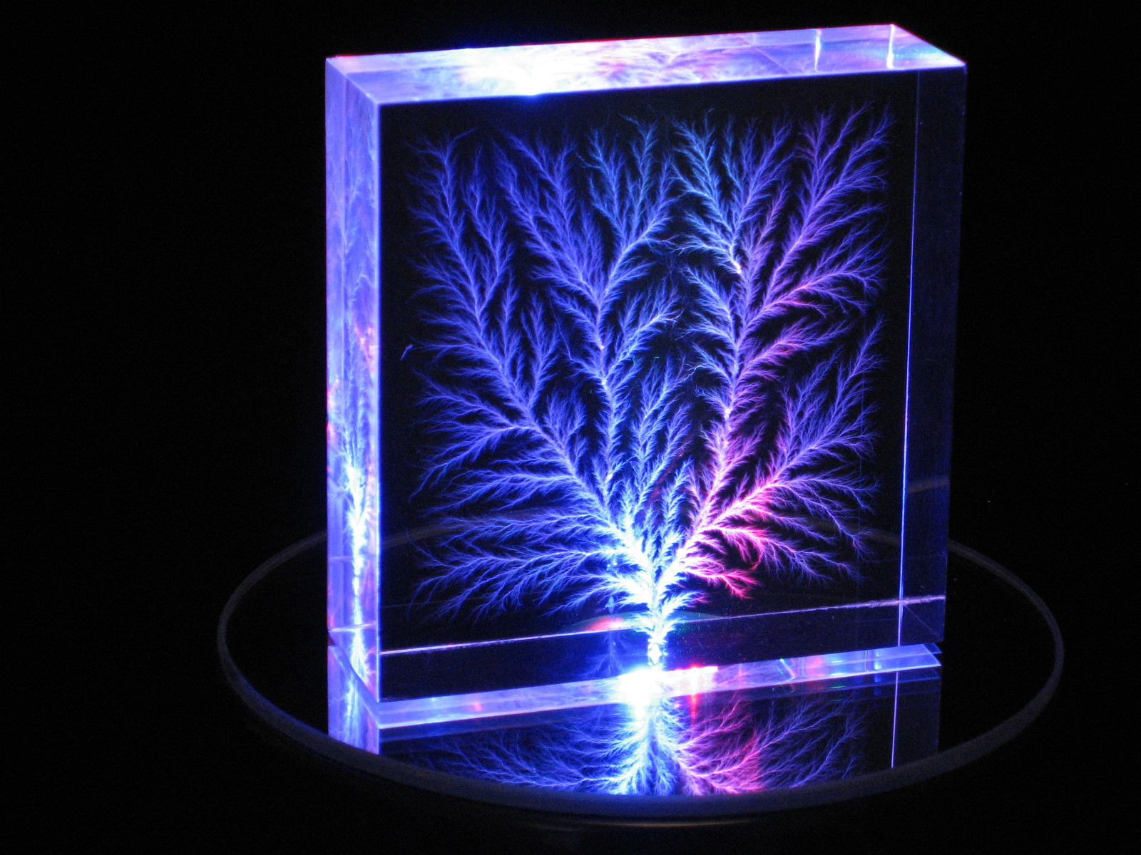 2" x 2" x 3/4" Captured Lightning Edge Lichtenberg Figure Beam Tree Sculpture