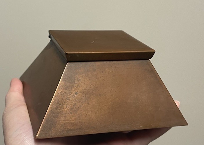 Vintage Pyramid Inkwell - Two-Tone Copper - Gilt Well