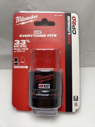 Genuine Milwaukee M12 2 Pack CP2.0 2.0Ah Batteries 48-11-2420 x2 OEM 12V NEW