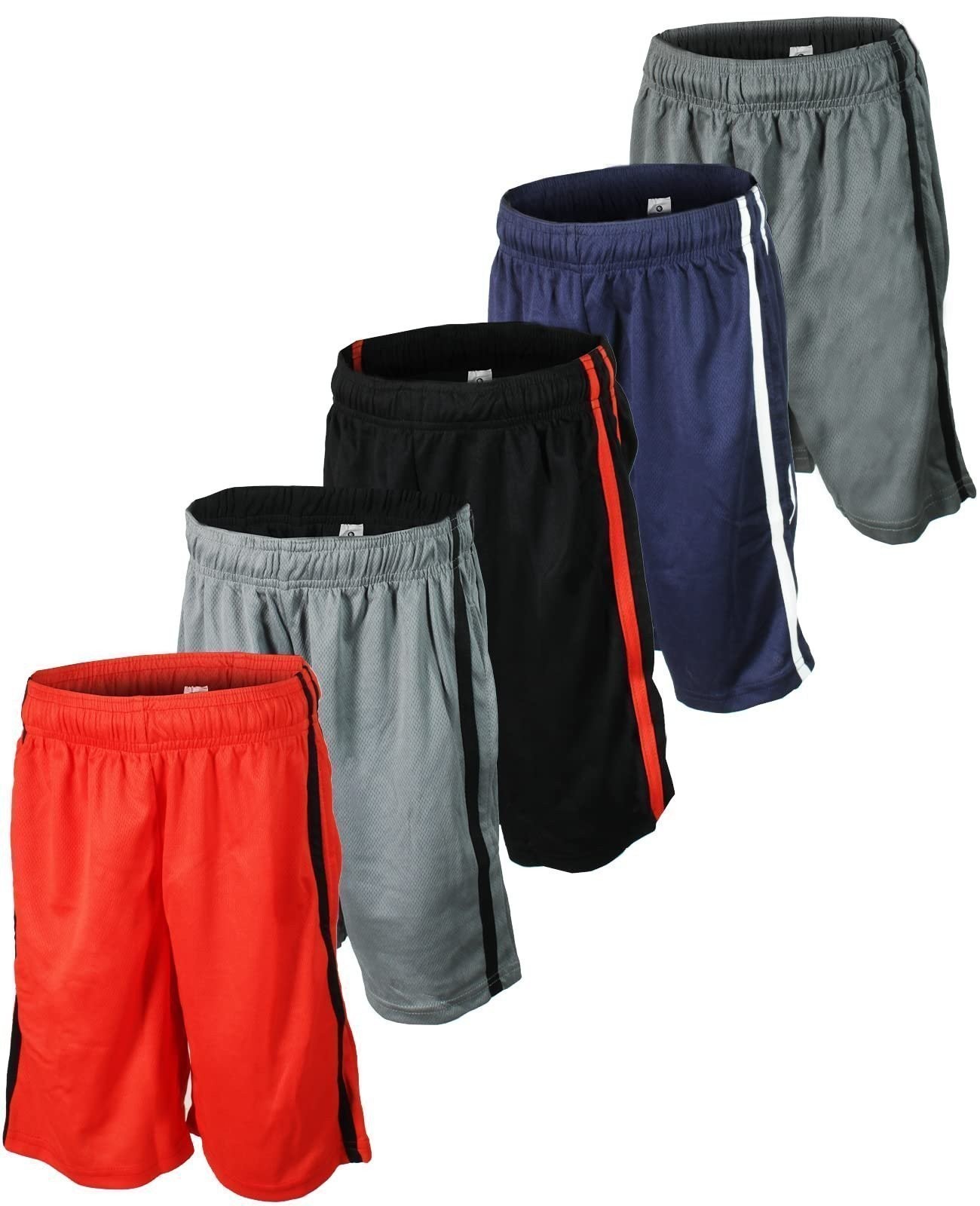 BROOKLYN VERTICAL Pack of 5 Men’s Mesh Athletic Basketball Quick Dry Shorts with
