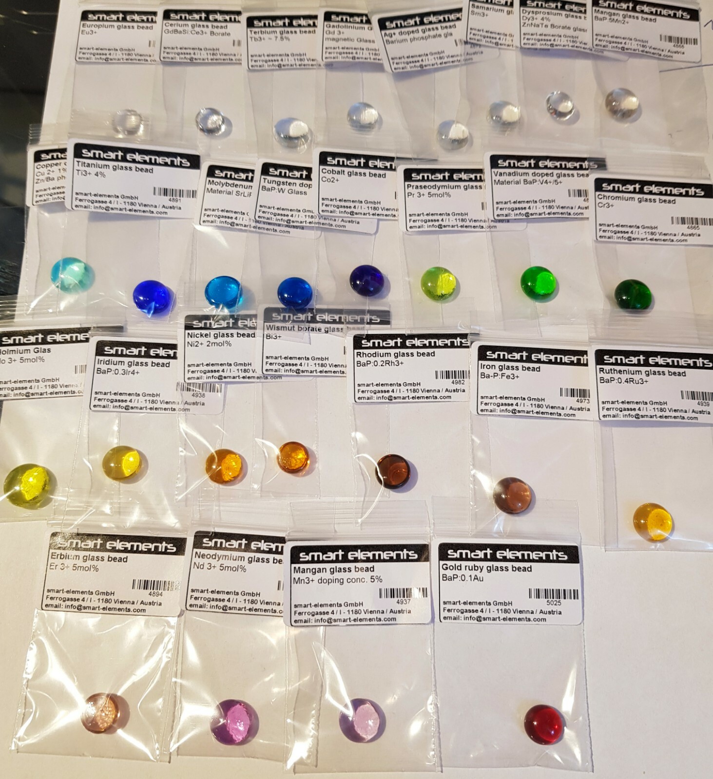 Element collection - doped glasses - 24 pcs. Solid spectroscopy standards