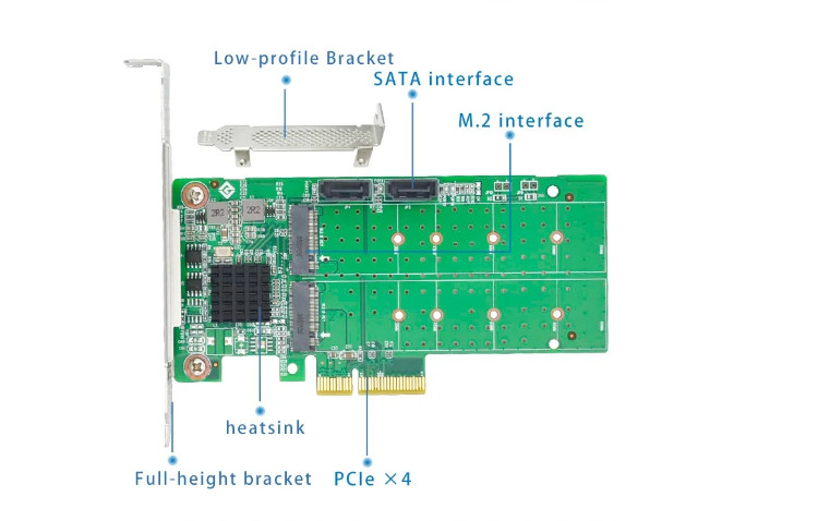 PCIe 2.0 4 Port M.2 SATA 3.0 RAID Controller Card with Marvell 88SE9230 Chipset