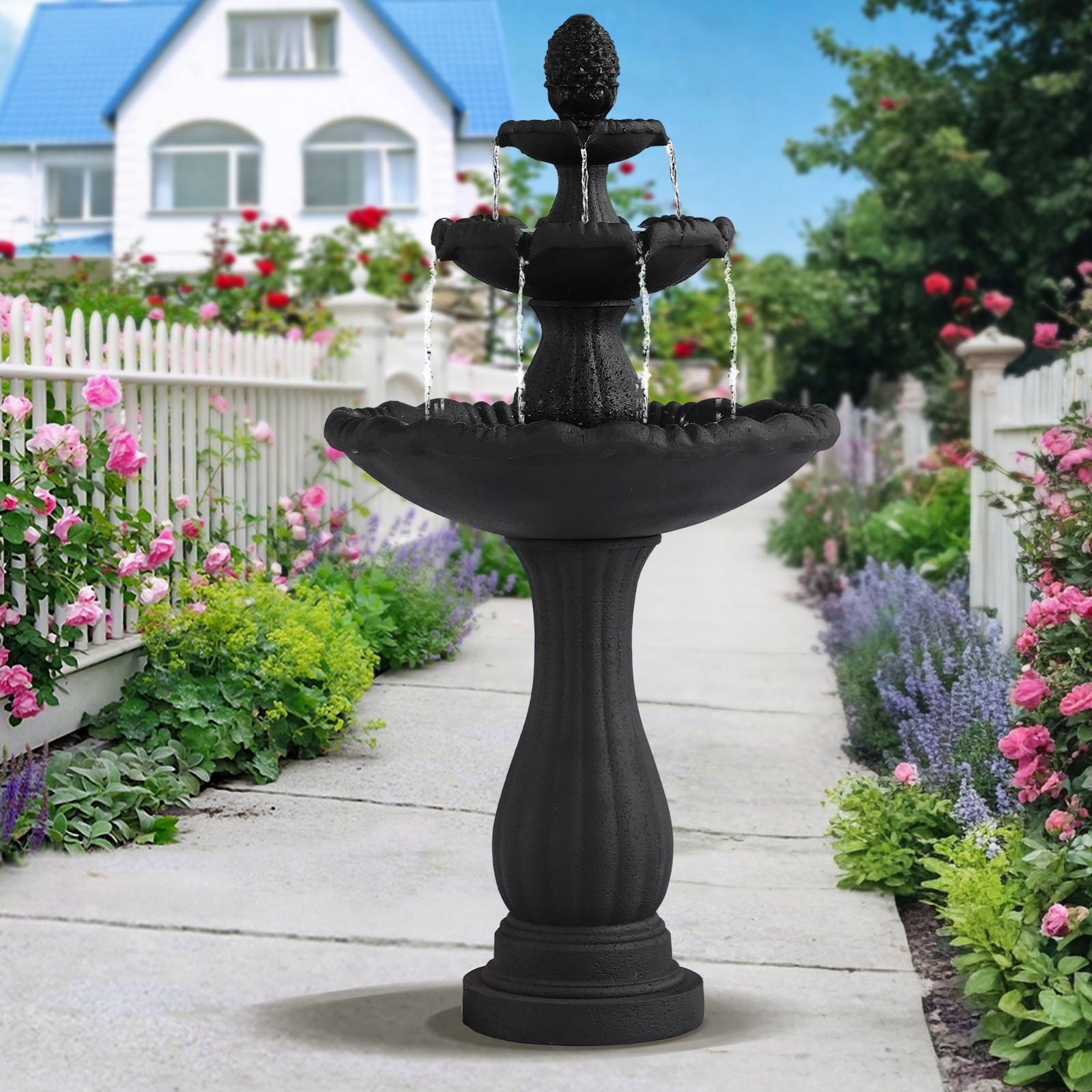 47.3" High Italian Feature Faux Stone Freestanding Water Fountain Outdoor