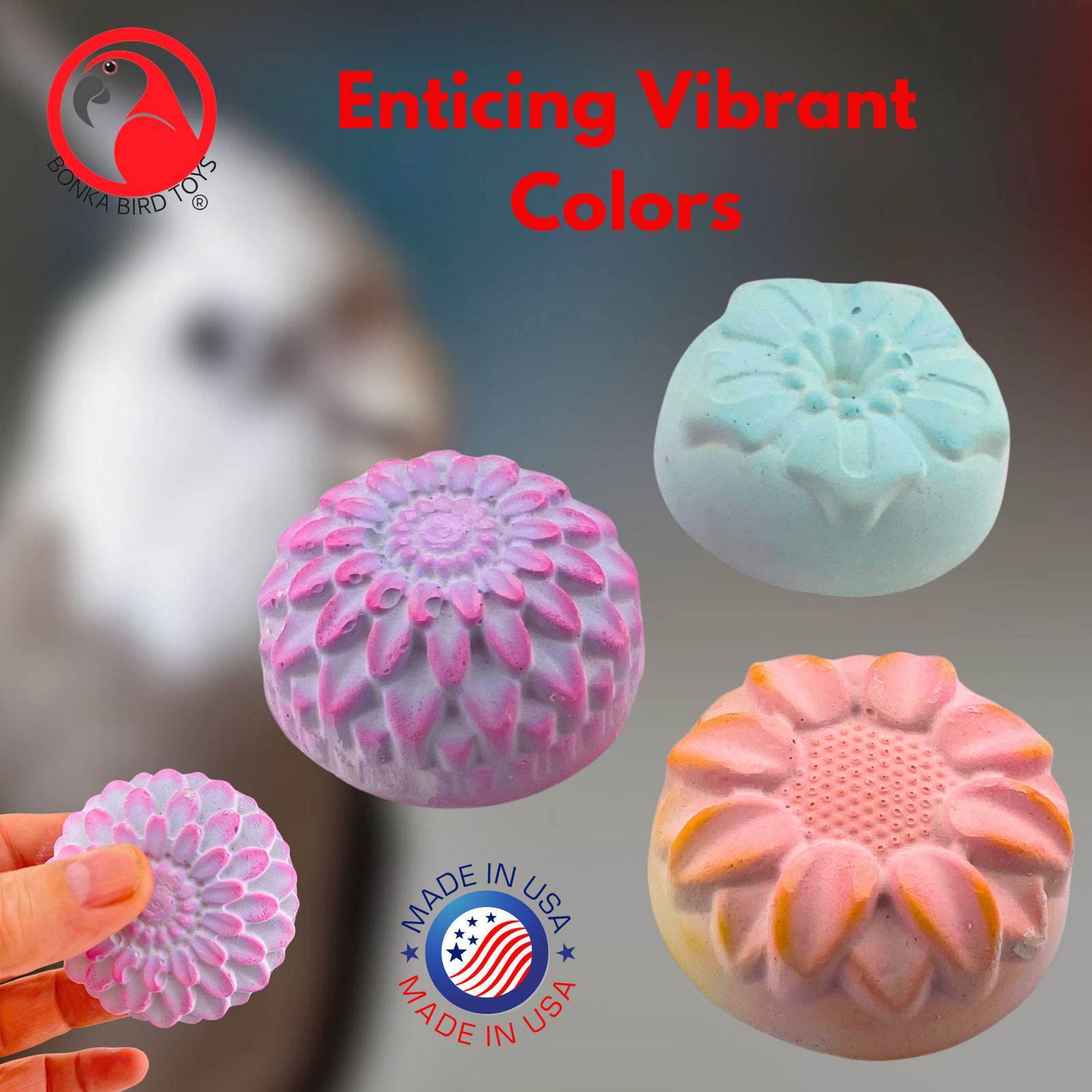 Bonka Bird Toys 2860 Flower Power Calcium Treat Parrot Beak Bone Health Mineral