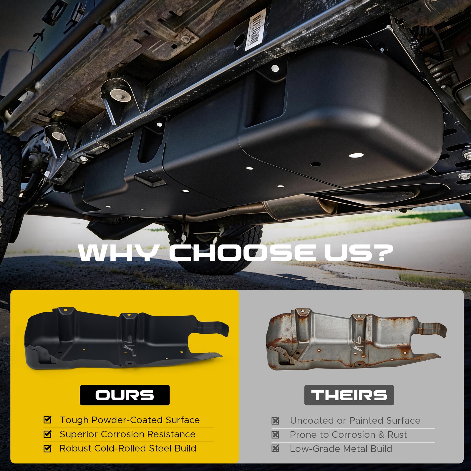 VRC Gas Fuel Gas Tank Skid Plate For 2007-2018 Jeep Wrangler & 2018 JK 2-Door