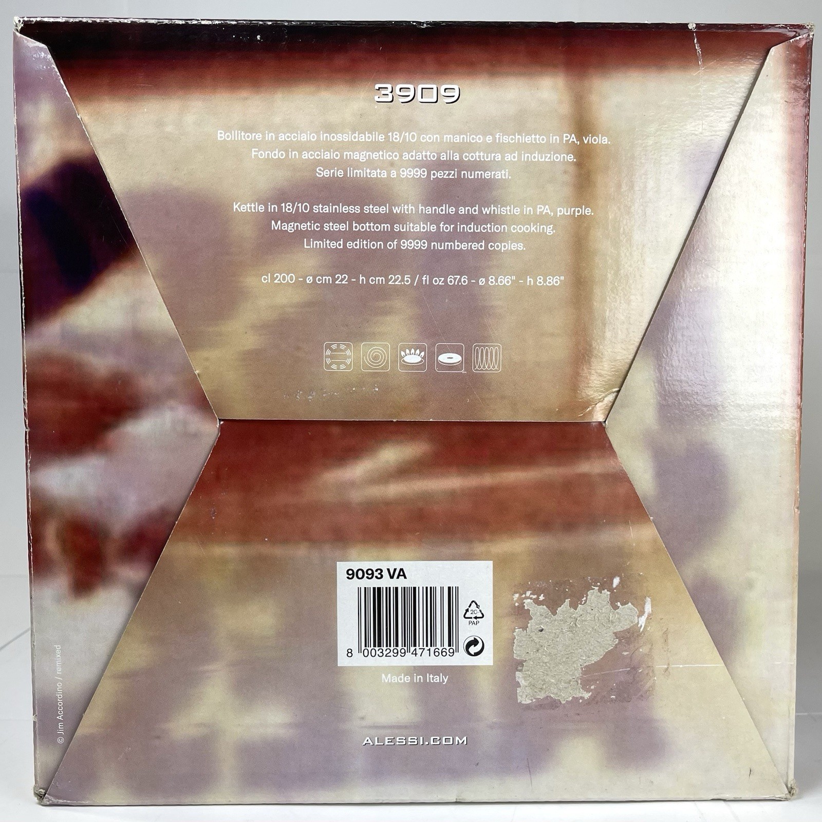 Alessi 3909 Kettle Virgil Abloh Limited Edition Purple Handle Michael Graves NIB