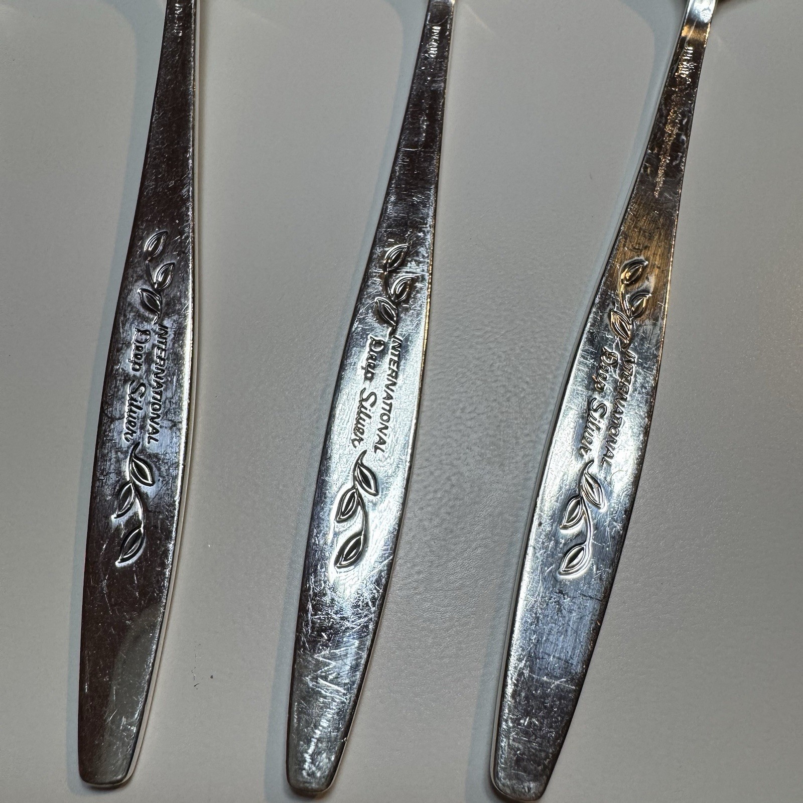 Set of 6 International Deep Silver Silverplate 1966 ~ Laurel Mist Tablespoon
