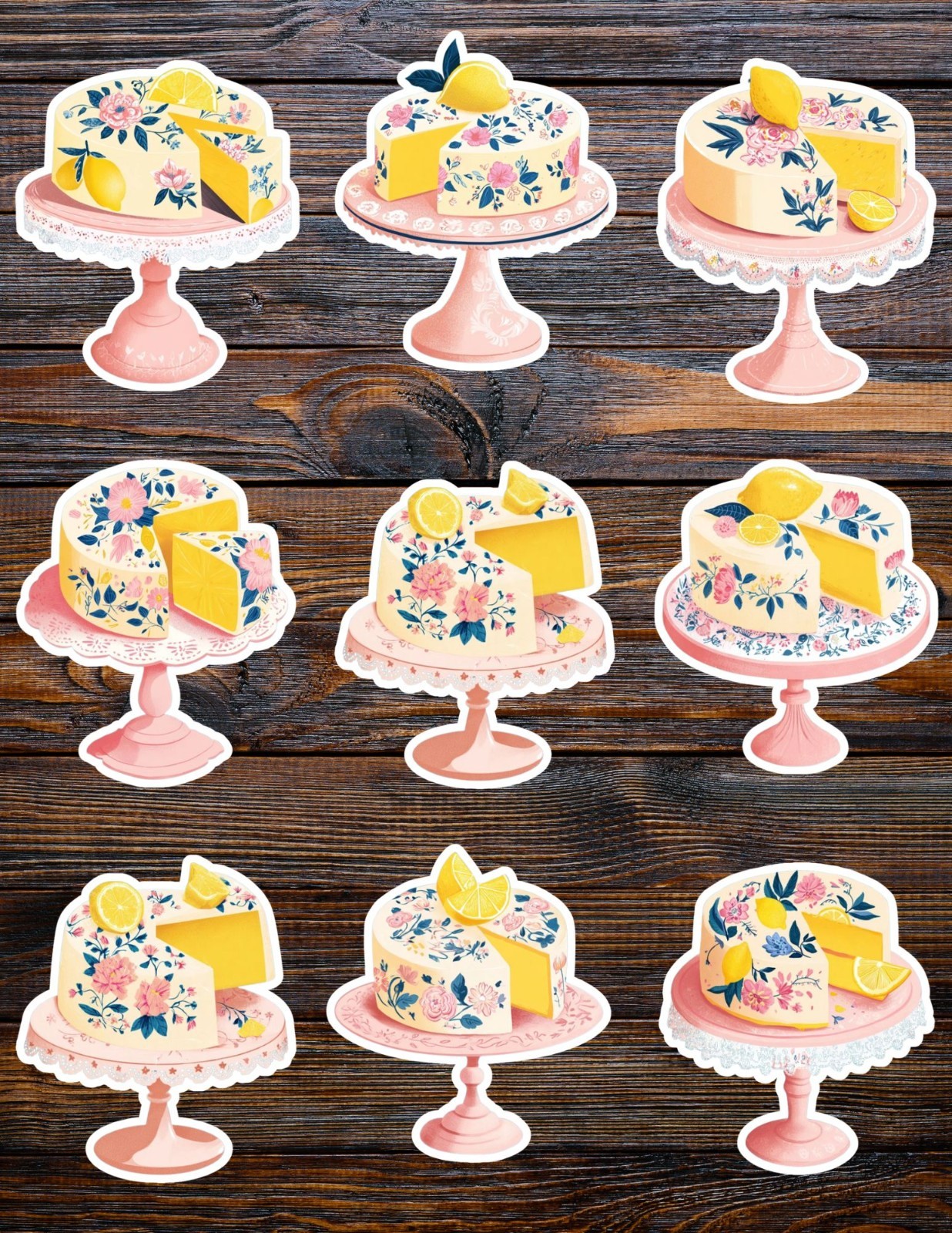 Lemon Cake Display Die Cut Vinyl Stickers Scrapbooking Laptop Waterbottle