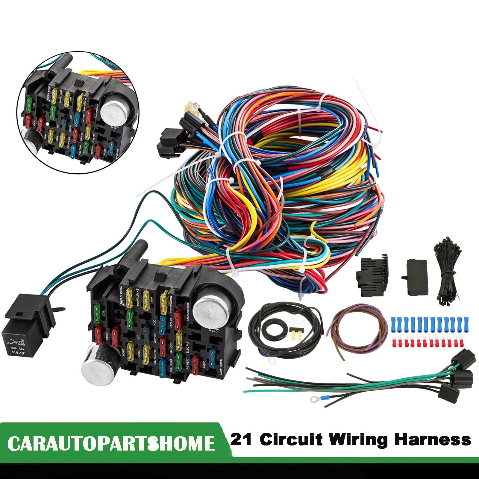 Universal 21 Circuit Wiring Harness For CHEVY MOPAR FORD JEEP HOTRODS New