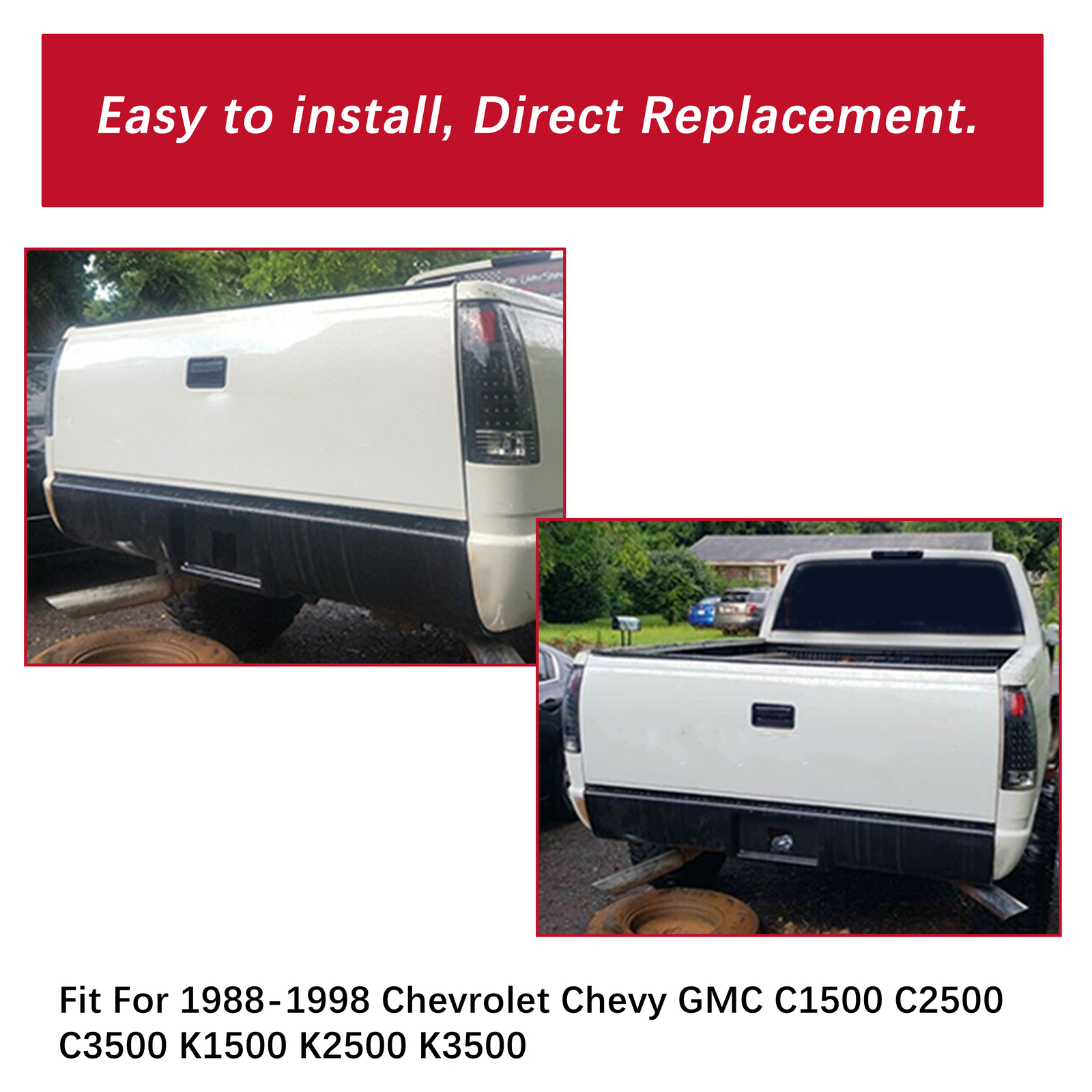 Rear Bumper Roll Pan w/ Light For 88-98 Chevy Silverado Sierra C/K1500 2500 3500