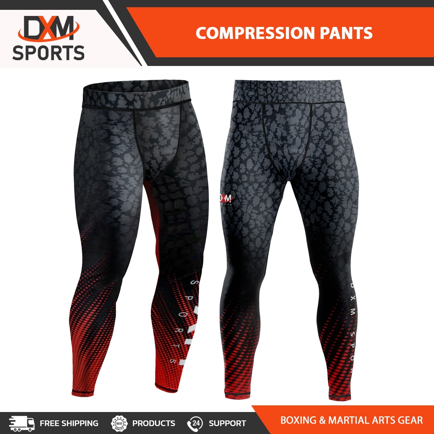 DXM Sublimated Compression Pants Mens Rash Guard Legging Gym Running base Layer