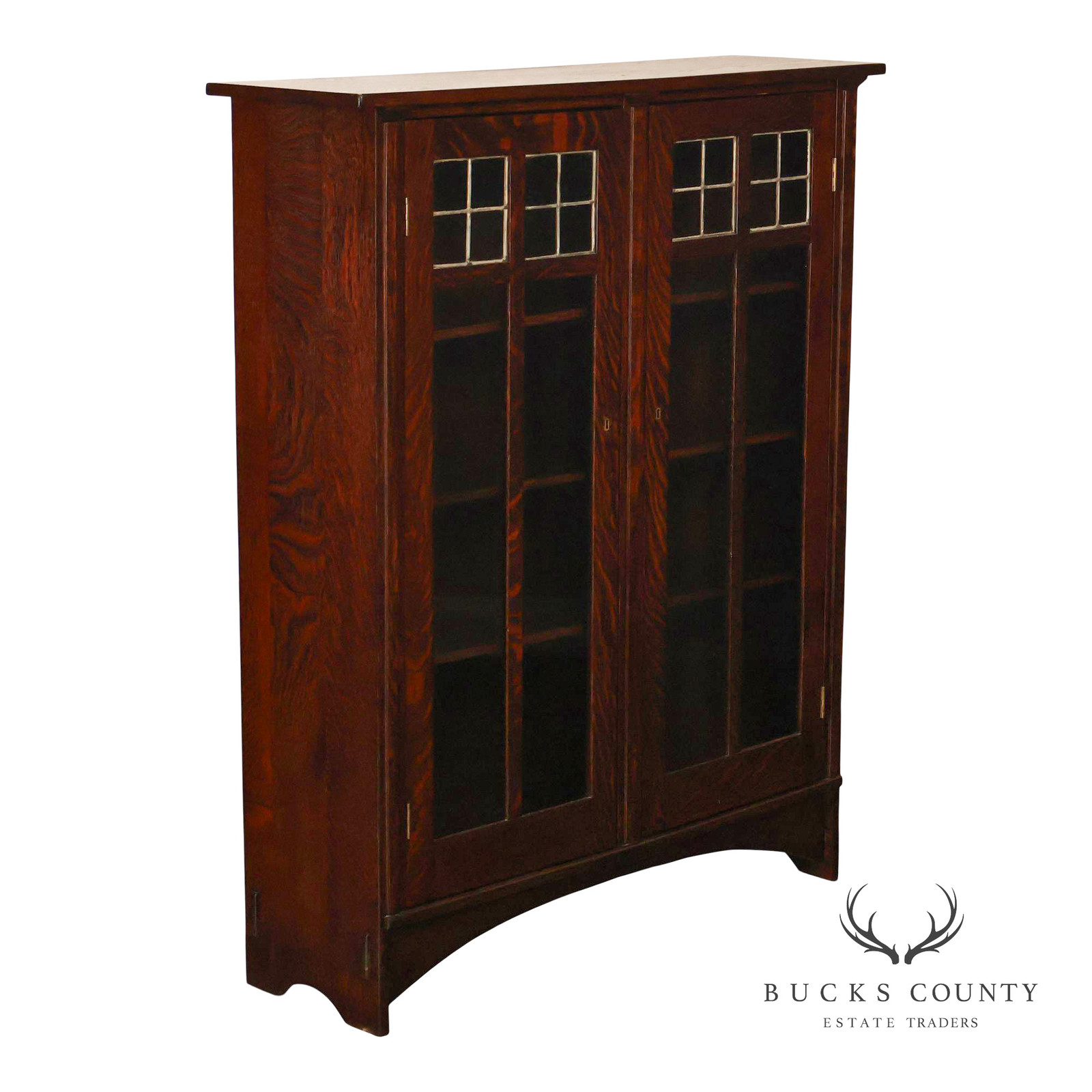 Harvey Ellis Style Mission Oak Bookcase Cabinet