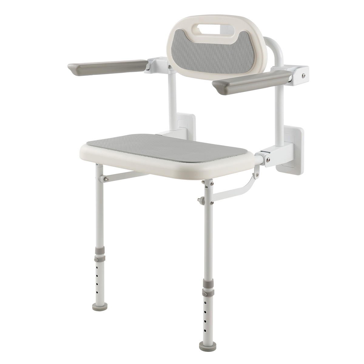 Uimoso Foldable Shower Chair Wall Mounted Shower Seat with Backrest & Armrest