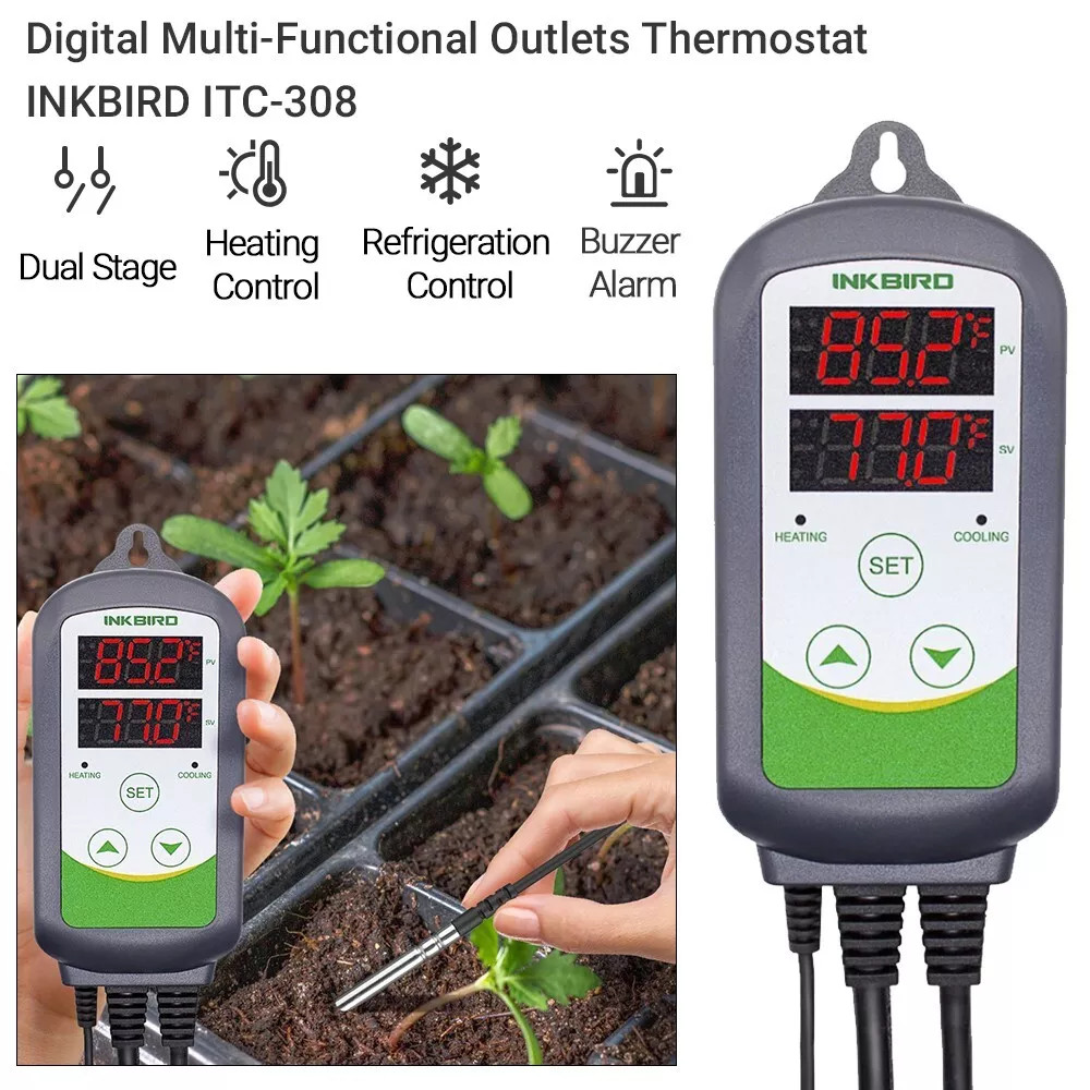 Inkbird Heating Cooling Temperature Controller Pre-wired Thermostat -58~248 °F