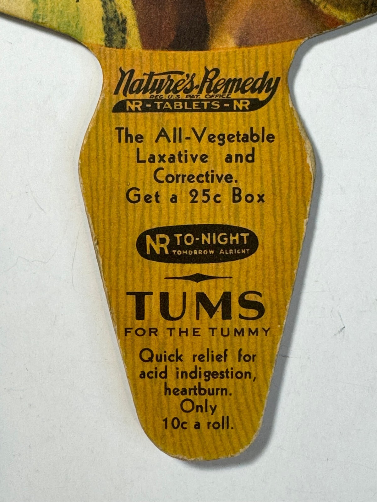Vintage Tums and Nature's Remedy Advertising Fan. South Boston, VA
