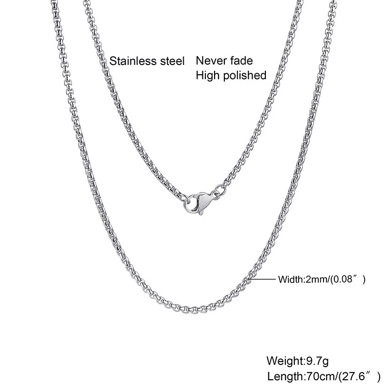 Stainless Steel Chain Necklace 16-36" Smooth Box Rope Silver 2/3/4/5/6/7mm N69