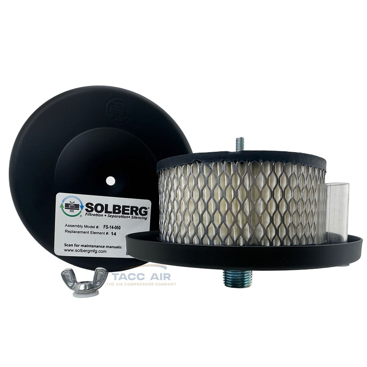 1/2" NPT Air Compressor Intake Filter Silencer Metal Housing Canister USA Made