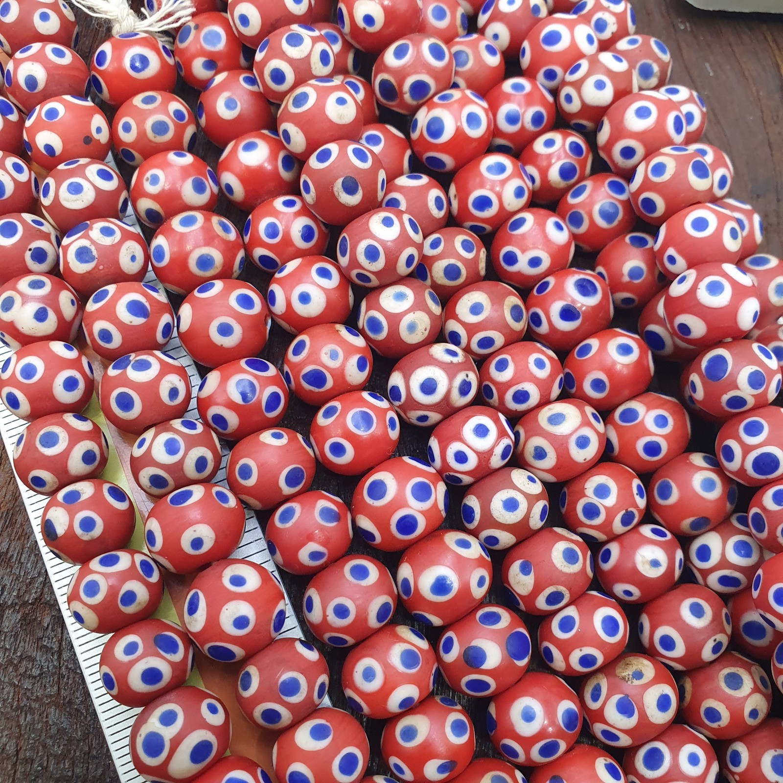 Red Skunk Beads African Style Glass Round Blue White Eye Beads Jewelry Making