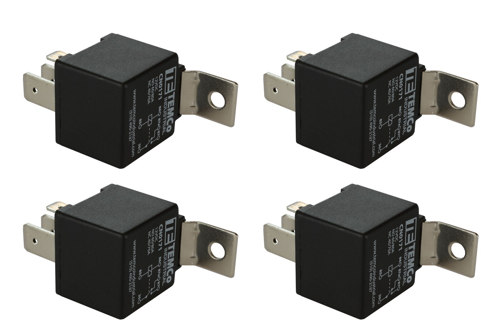 4 LOT TEMCo INDUSTRIAL 12 V 60/80 Amp Bosch Style S Relay SPDT Automotive