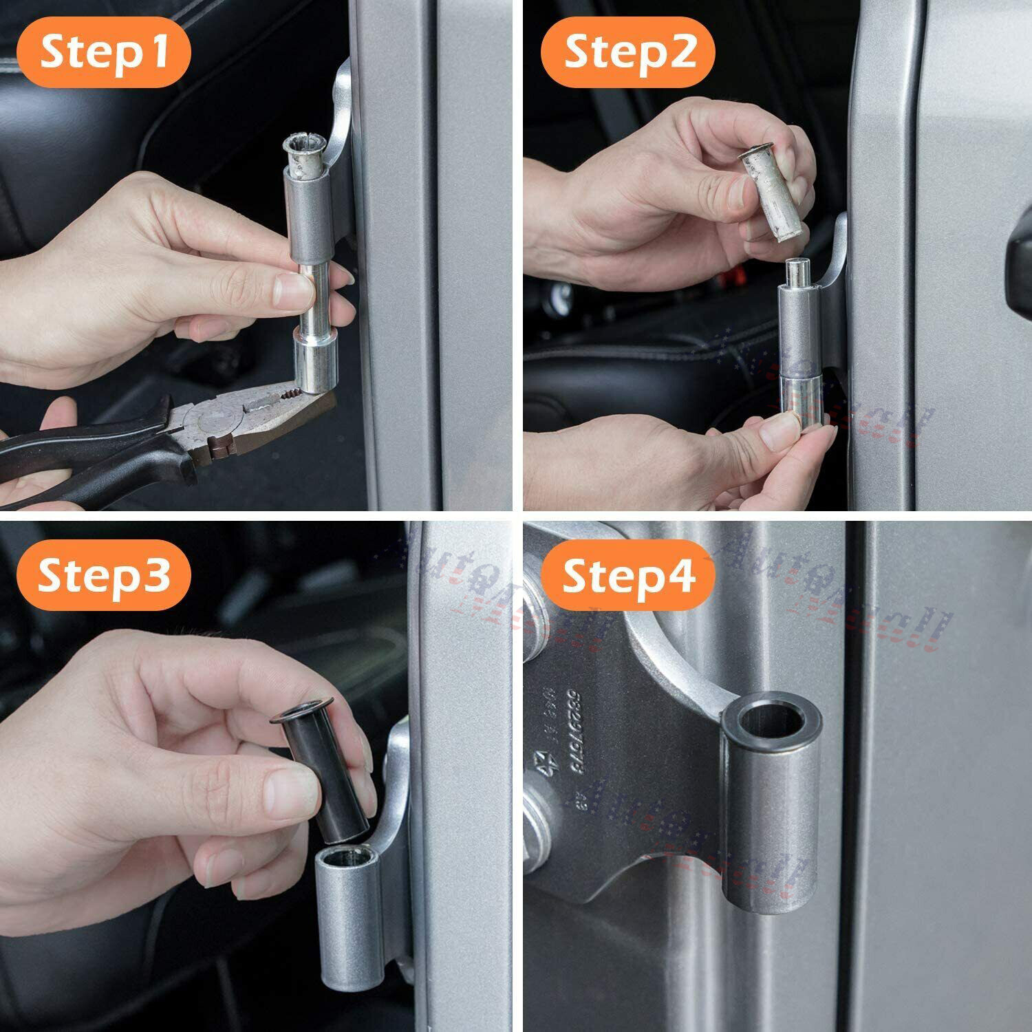 Door Hinge Bushings Pin Liners Kit Delrin for Jeep Wrangler JKU 2007-2019 4 Door