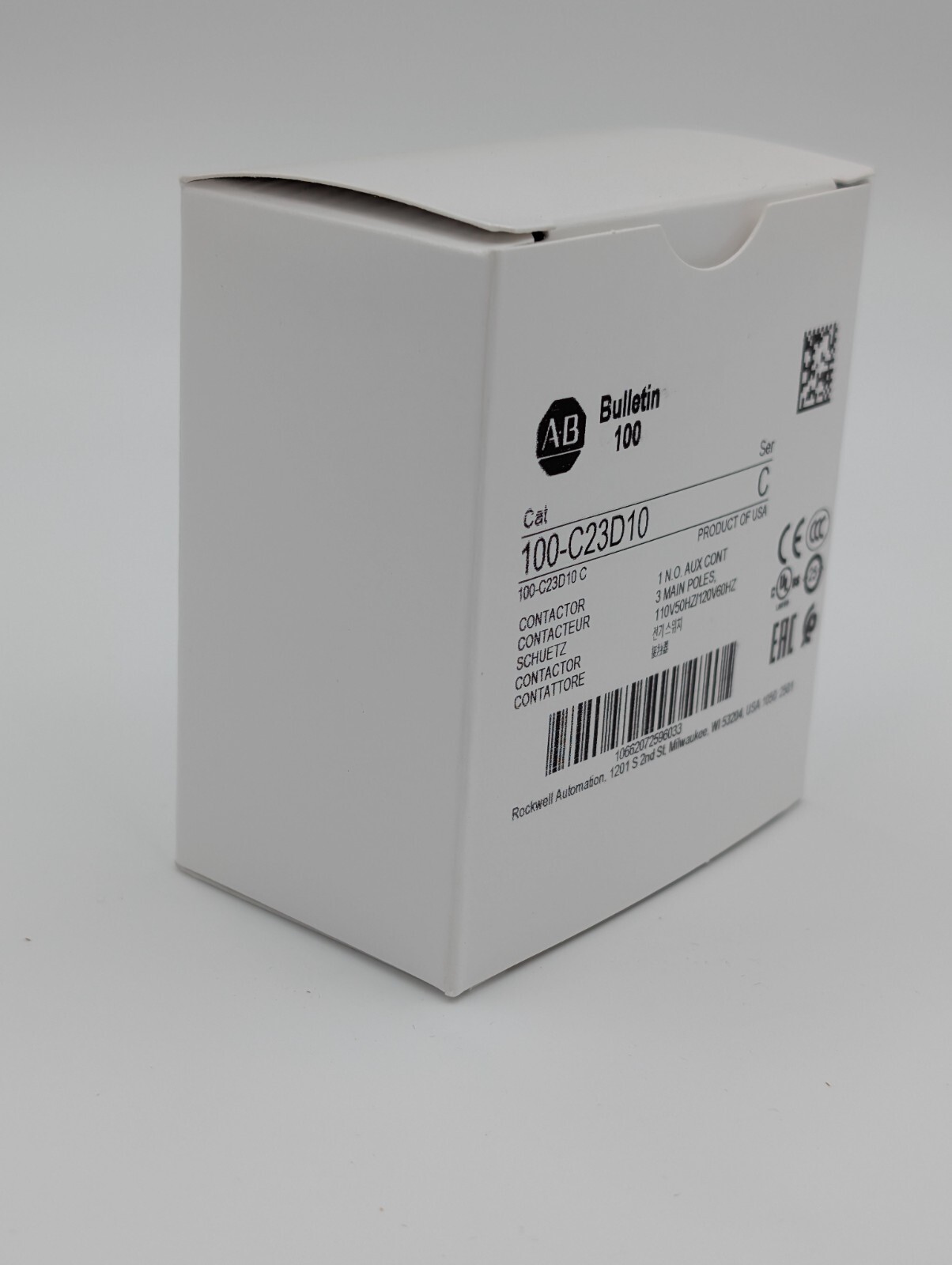 Allen-Bradley 100-C23D10 /C IEC Contactor, 110/120 VAC, 3-P, 23A New USA STOCK