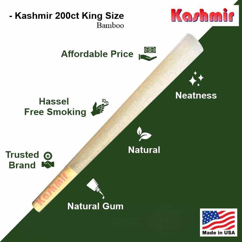 Pre Rolled Cones King Bamboo Rolling Papers Cone Slow Burning 200 Ct by Kashmir