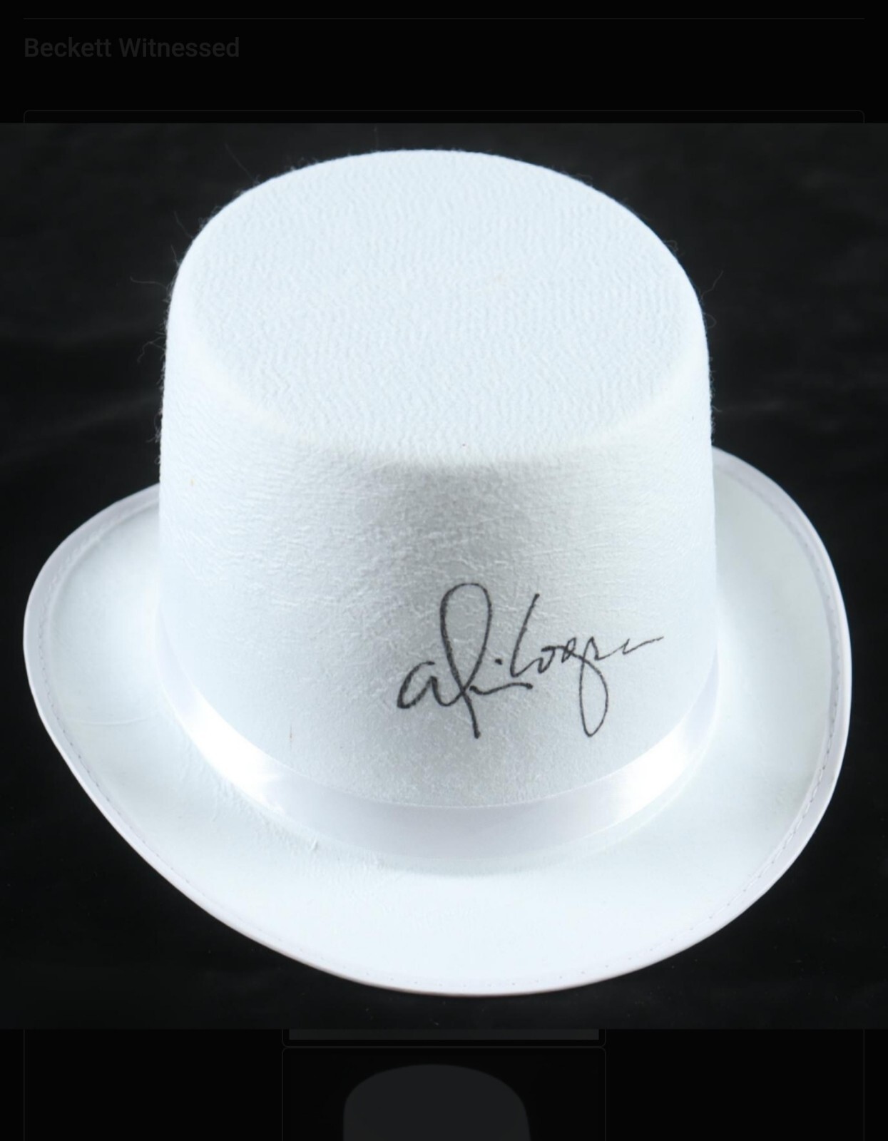 ALICE COOPER WHITE TOP HAT Signed Autographed BECKETT Witnessed  Hologram