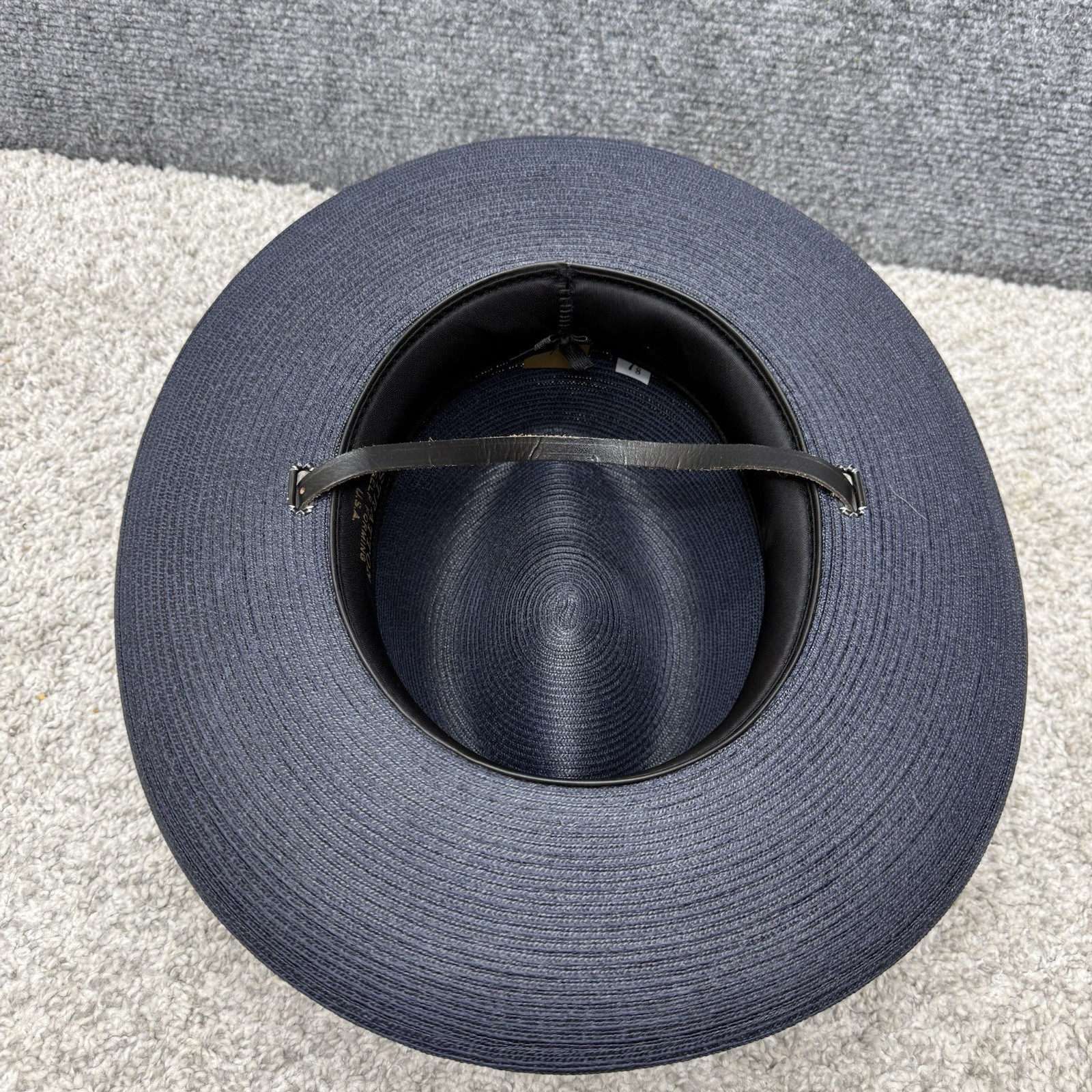 Stratton self forming trooper hat straw navy blue size 7-1/8 (style 42)