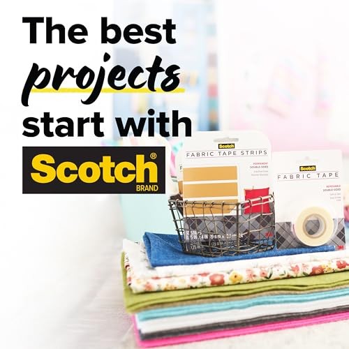 Scotch Permanent Fabric Tape Strips, 0.75 in. in x 4 x 0.01 in, Clear