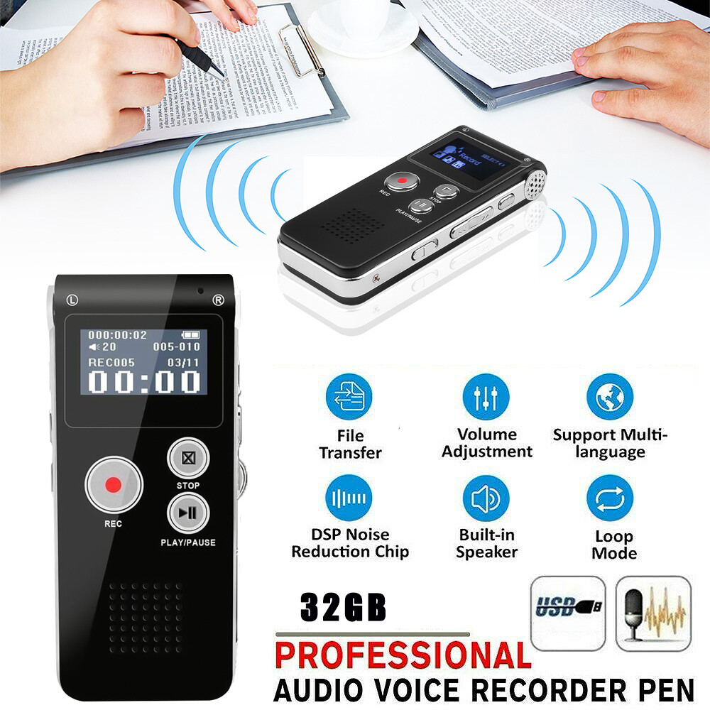 32GB Grabadora Espia De Voz Audio Digital Microfono Grabacion Grabador De Audio