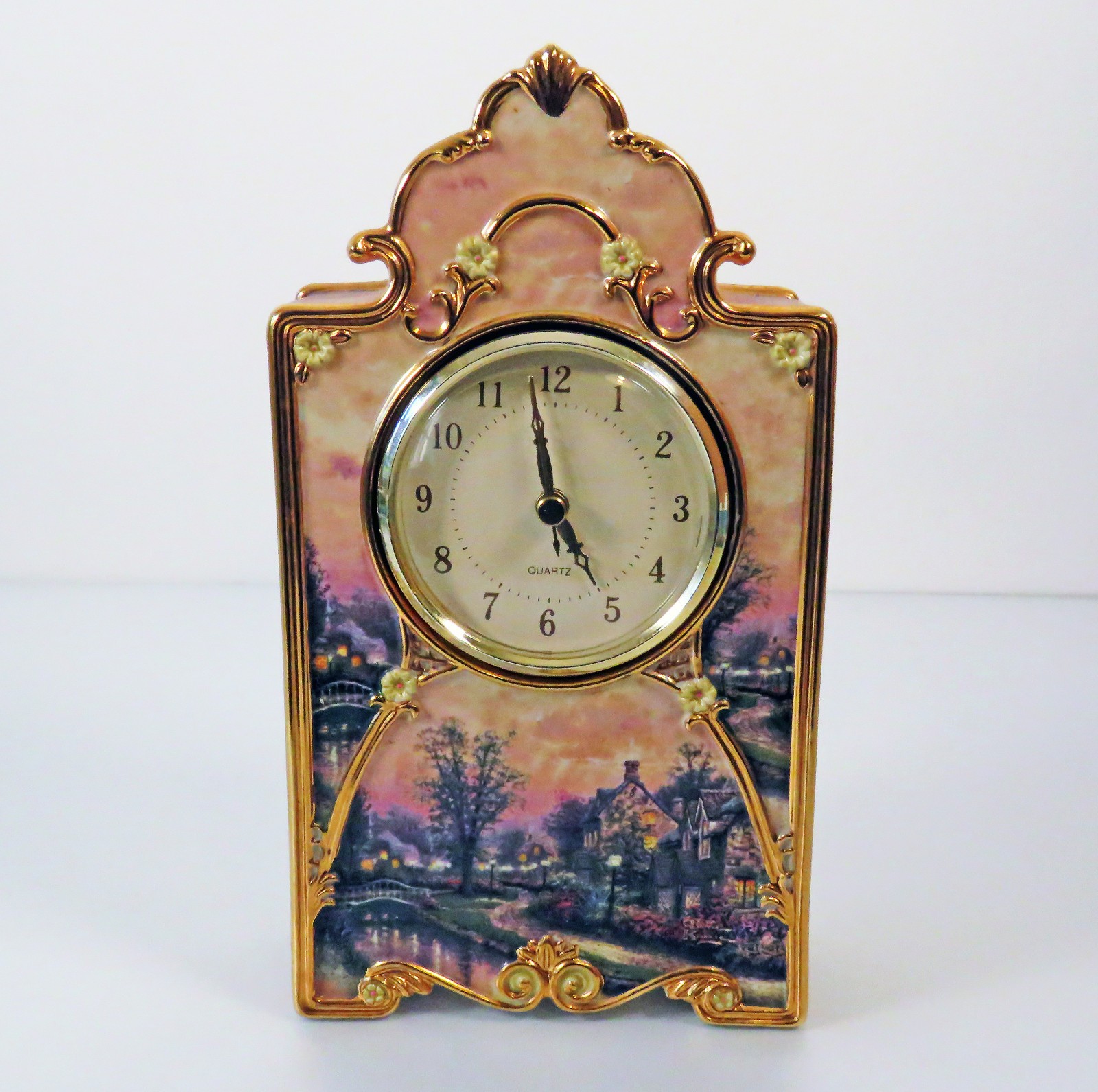 Bradford Exchange Thomas Kinkade Lamplight Lane Heirloom Porcelain Clock Ltd Ed