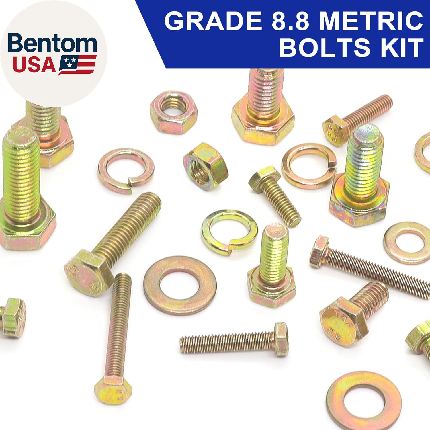 919 Pcs Grade 8.8 Metric Bolt Assortment, M4 M5 M6 M8 Heavy Duty Bolts and Nuts