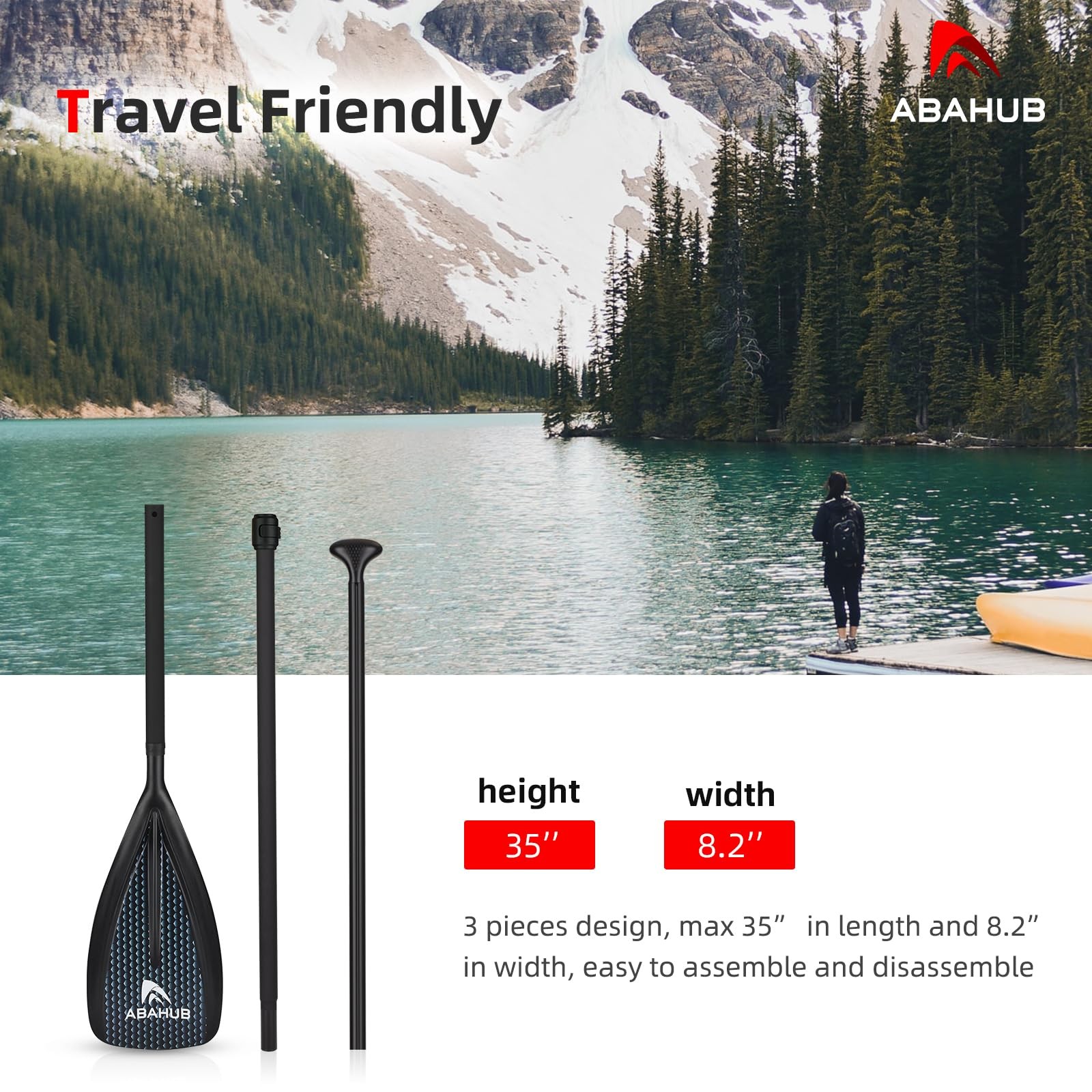 Abahub SUP Paddle 3pc Adjustable Stand Up Paddles Lightweight Aluminum Alloy 68"