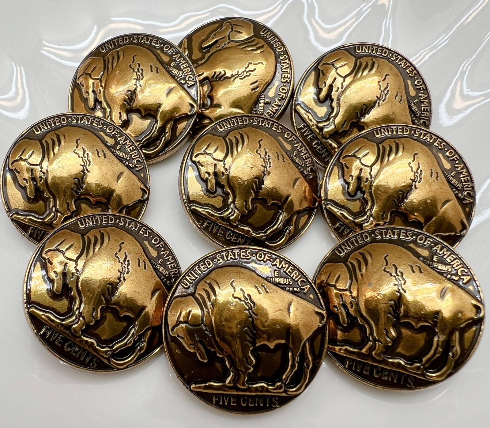 10PC Antiqued Gold Buffalo Rustic Metal Buttons Shank Buttons 1" 26mm