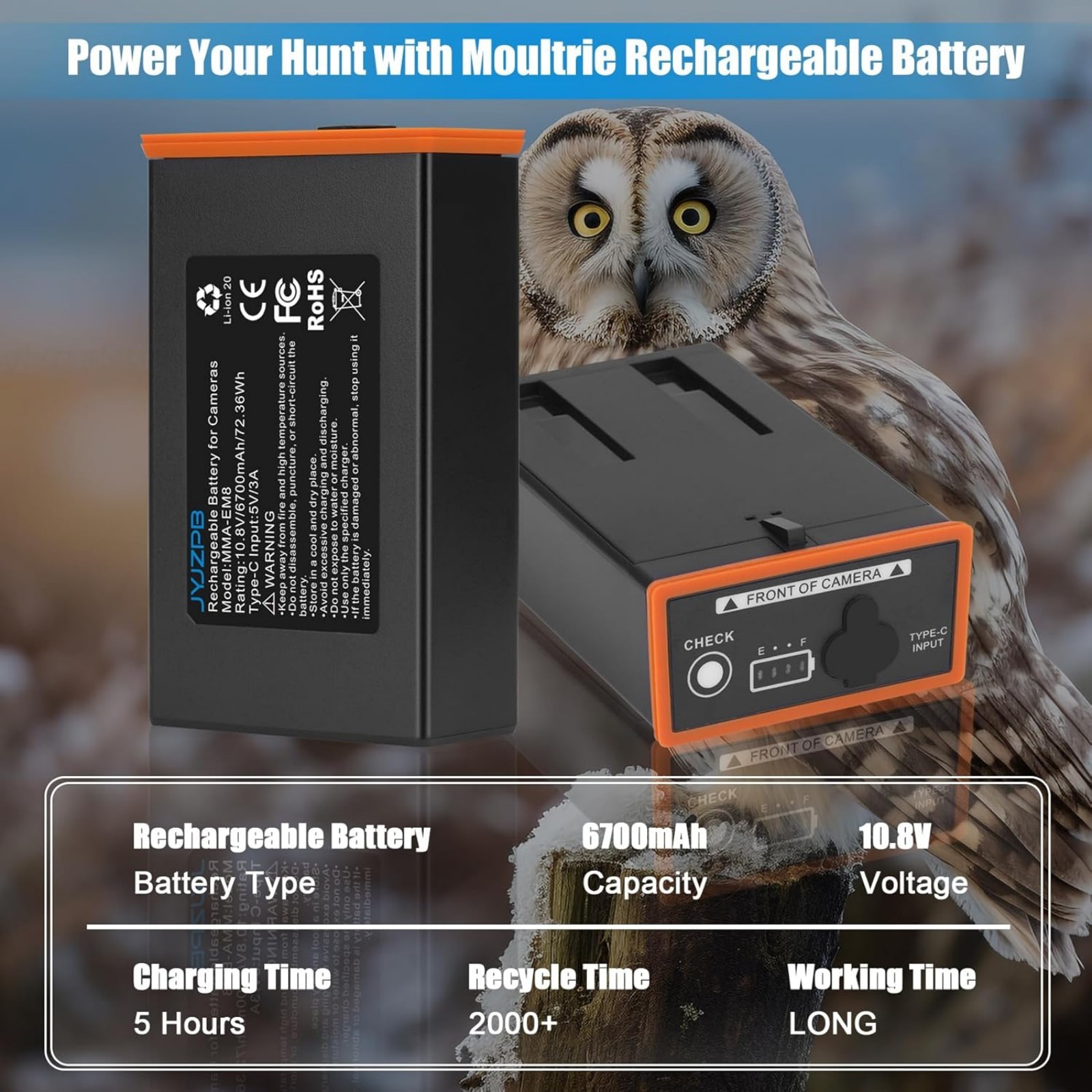 4x 6700mAh Battery for Moultrie Cellular Trail Cameras Edge/Edge 2/Edge 2 Pro
