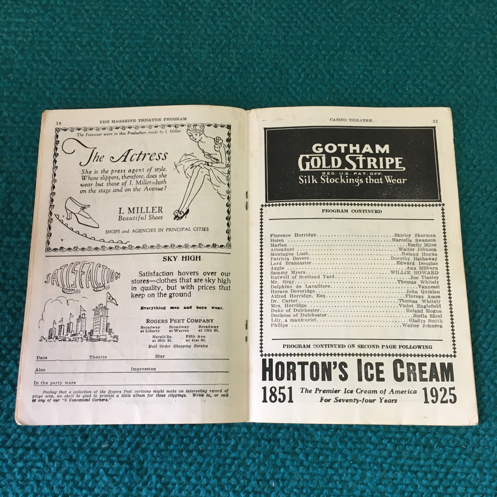1925 Vintage : THE CASINO "Sky High" BROADWAY PLAYBILL PROGRAM @ Willie Howard