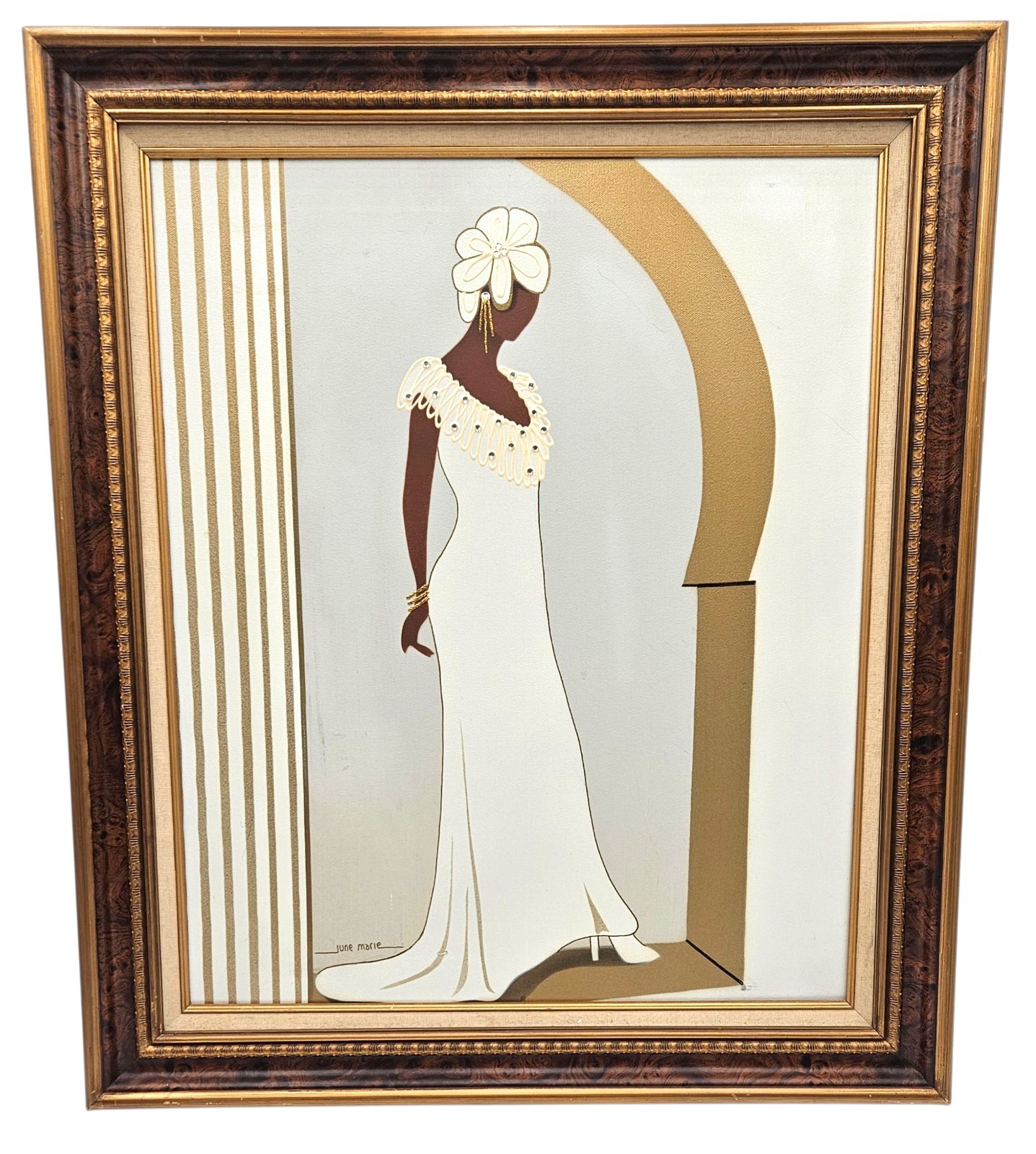 June Marie Original Oil On Cavas Signed & Framed Beautiful African Woman 30x26