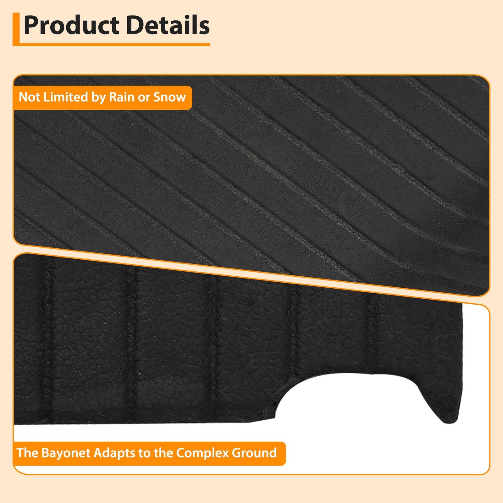 3.5 Inch Raised Rubber Threshold Ramp Cuttable Door Ramp, Portable Non-Slip Ramp