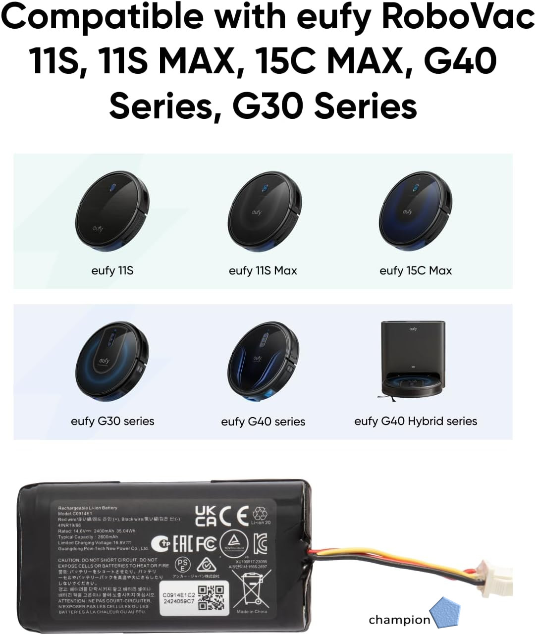 Battery For Eufy G40 G30 Series RoboVac 11 11S 15C MAX G10 Hybrid G20 G35 G35+