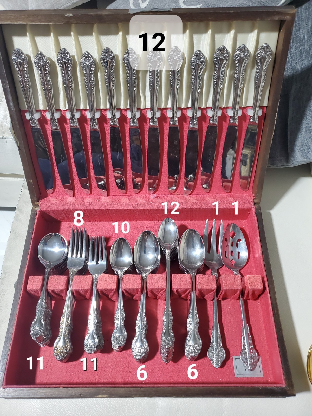 74 pc. Vintage Delco Rosewood Stainless Steel Silverware (Japan)