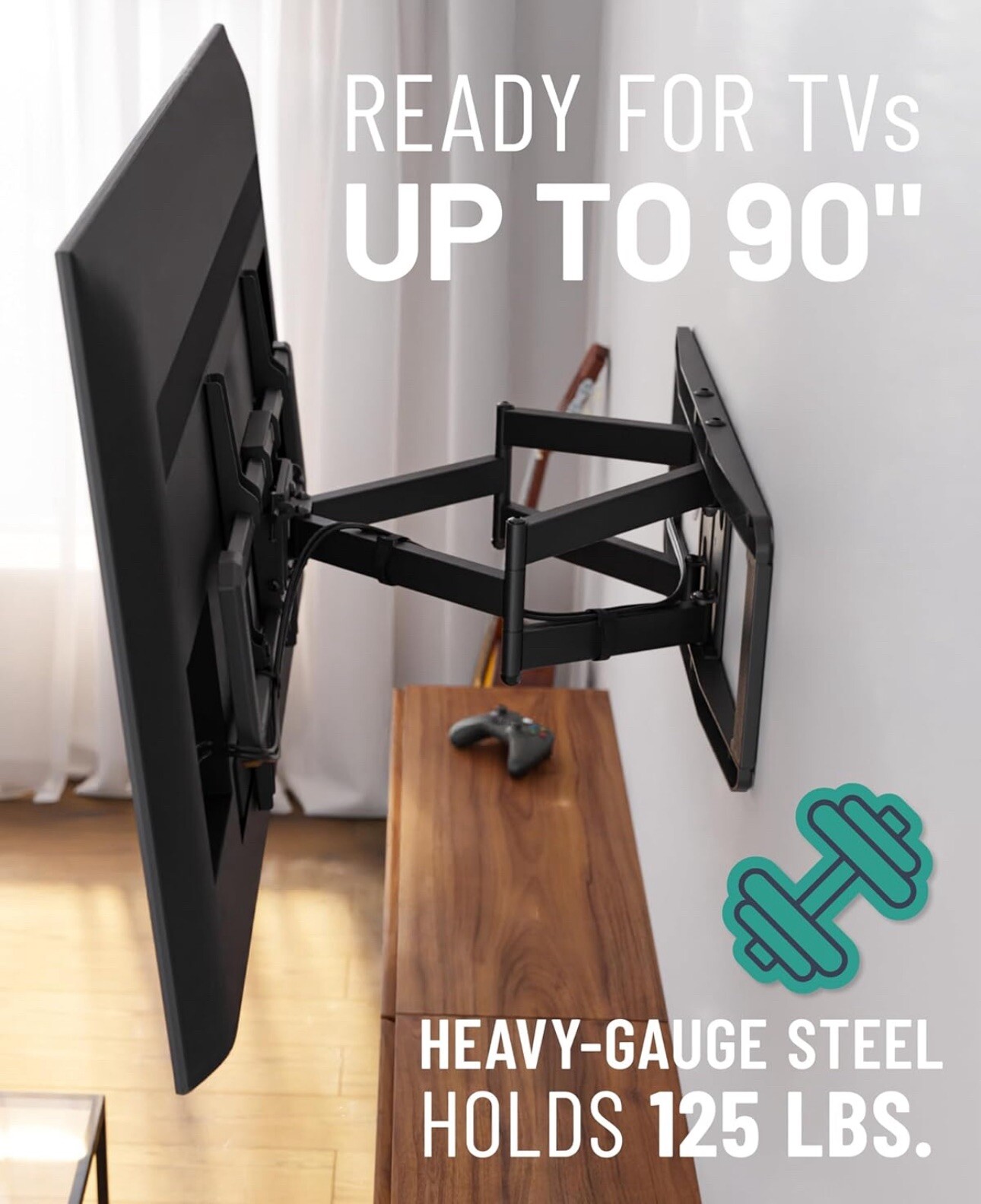 ECHOGEAR MaxMotion TV Wall Mount for Large TVs 42" to 90" Full Motion Swivel