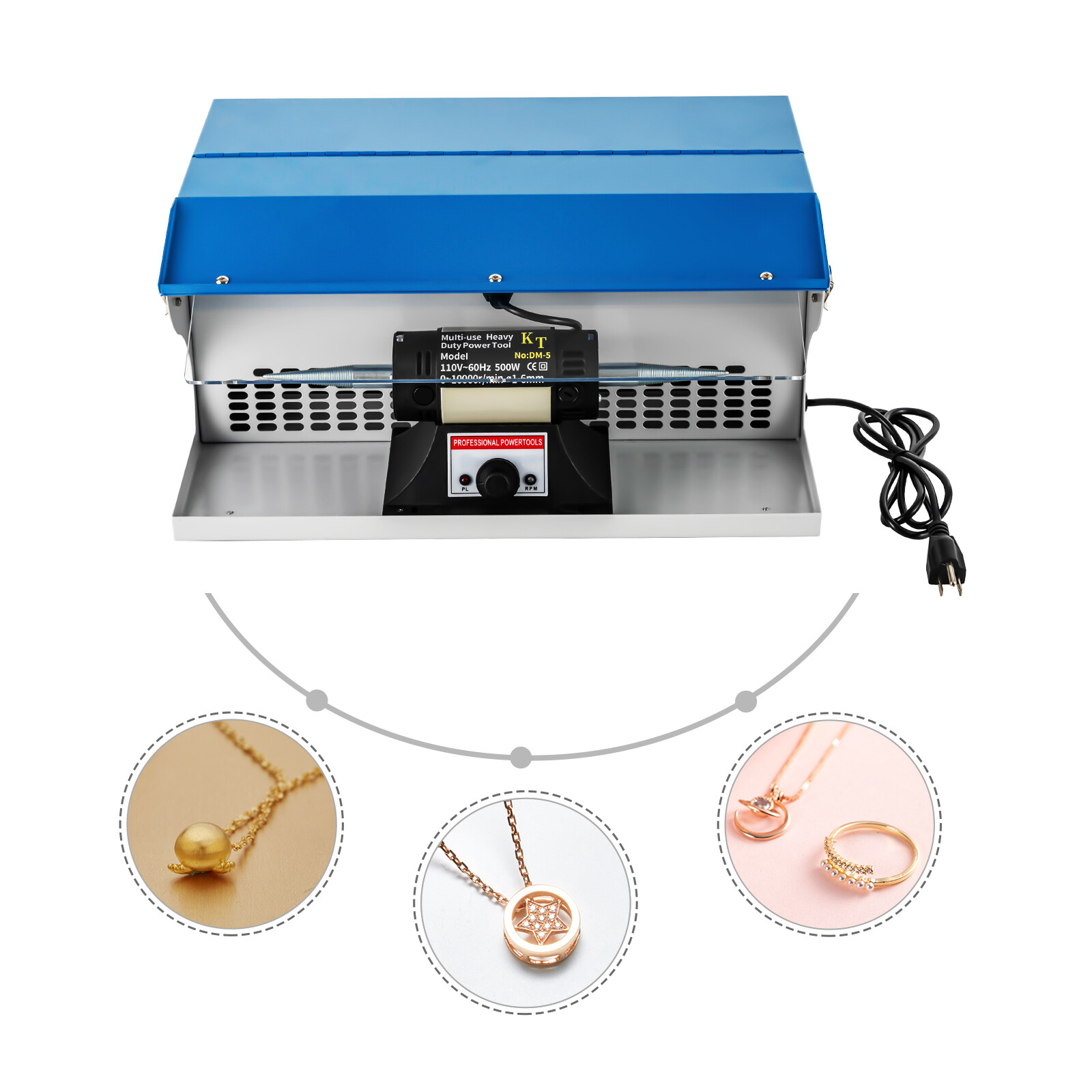 Benchtop Polishing Buffing Machine Jewelry Polisher Dust Collector W/ Light 200W