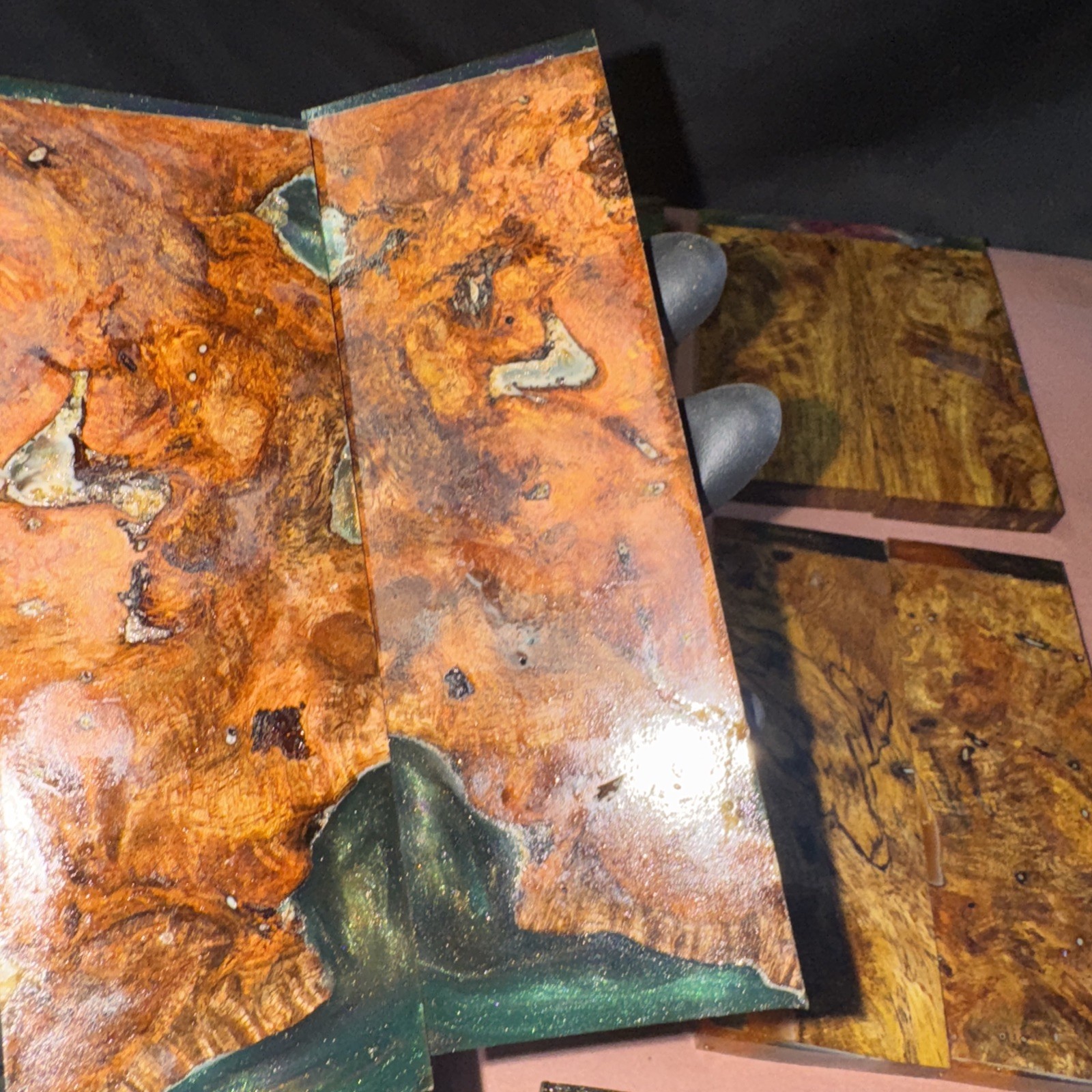 STABILIZED HYBRID MANGO BURL,KNIFE SCALE,TOOL HANDLE, This Sell Is For 1 Pair!