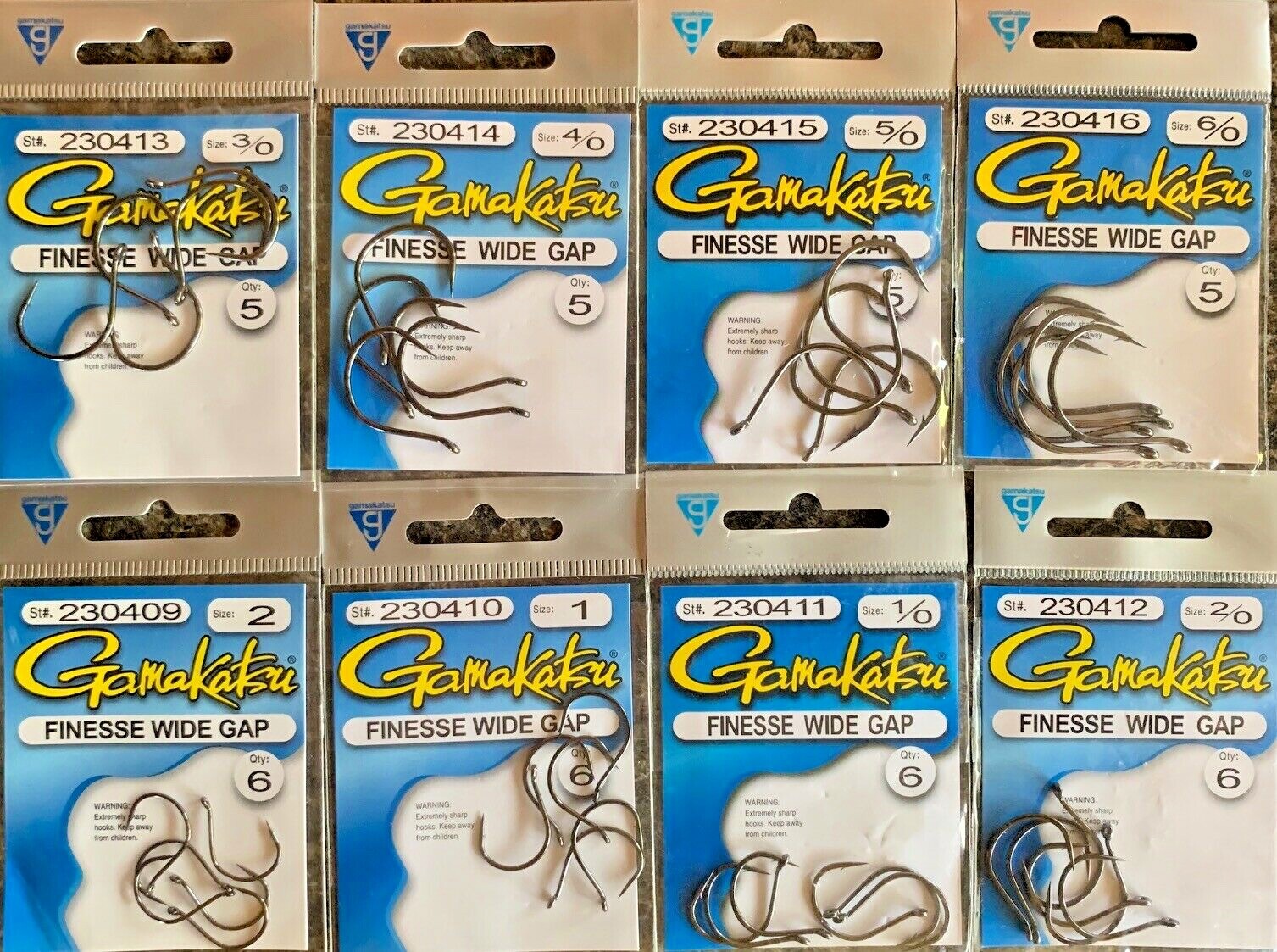 Gamakatsu Wacky Hook Finesse Wide Gap NS Black - Choose Many Sizes Free Shipping