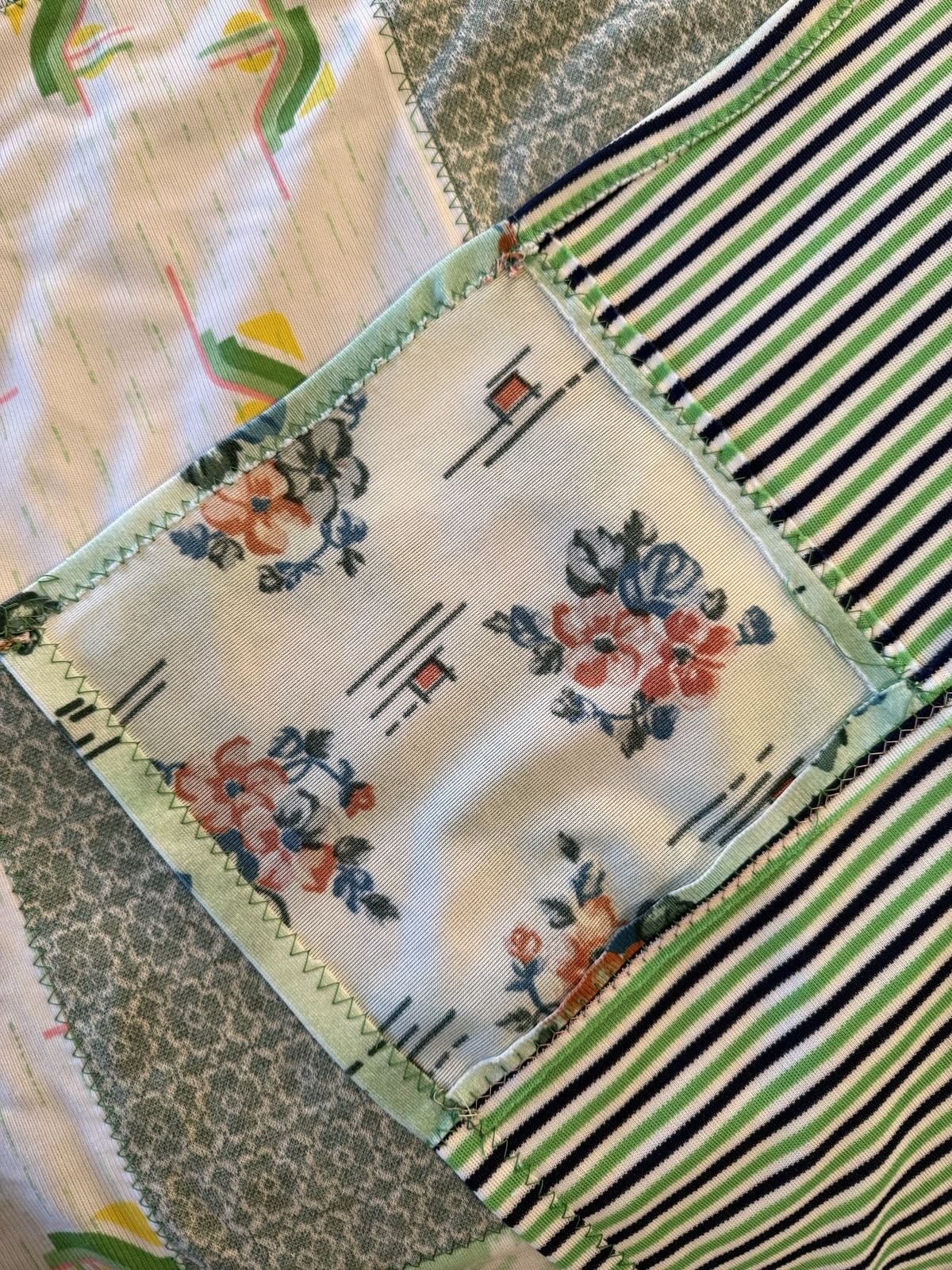 Vintage 70's Patchwork Coverlet Bedspread Quilt Topper